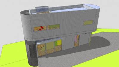 钢材住宅结构建筑SU模型下载_sketchup草图大师SKP模型