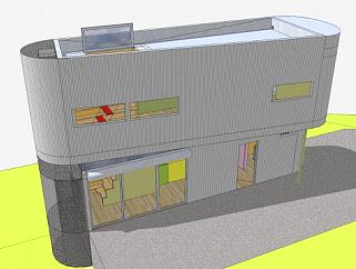 钢材住宅结构建筑SU模型下载_sketchup草图大师SKP模型