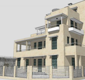 阮泰学校别墅建筑SU模型下载_sketchup草图大师SKP模型