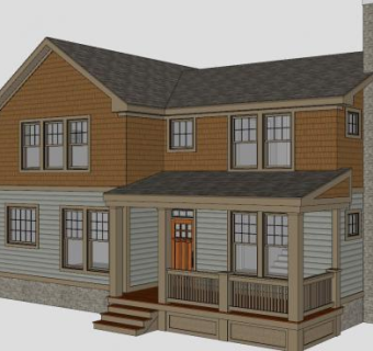 新传统工匠屋农舍建筑SU模型下载_sketchup草图大师SKP模型