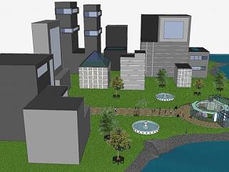 昌迪加尔城市规划SU模型下载_sketchup草图大师SKP模型