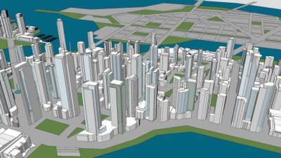 海上岛屿城市规划建筑SU模型下载_sketchup草图大师SKP模型