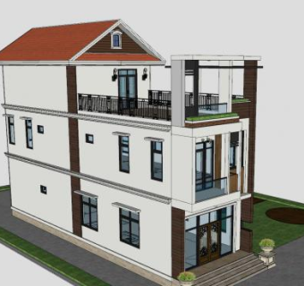 柬埔寨别墅公寓建筑SU模型下载_sketchup草图大师SKP模型