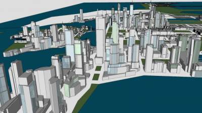 海湾城市地区规划SU模型下载_sketchup草图大师SKP模型