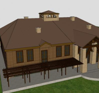 乡村俱乐部房子别墅SU模型下载_sketchup草图大师SKP模型