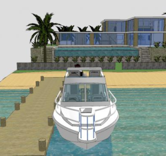 海滨别墅现代房子SU模型下载_sketchup草图大师SKP模型