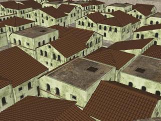 罗马殖民地城墙房屋规划SU模型下载_sketchup草图大师SKP模型
