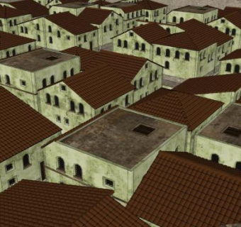 罗马殖民地城墙房屋规划SU模型下载_sketchup草图大师SKP模型