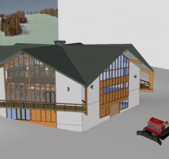 冬季公园建筑SU模型下载_sketchup草图大师SKP模型