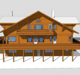科特兰卡特小木屋建筑SU模型下载_sketchup草图大师SKP模型