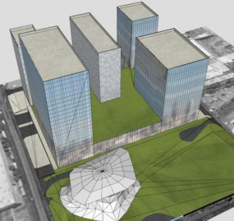 城市商业楼建筑SU模型下载_sketchup草图大师SKP模型
