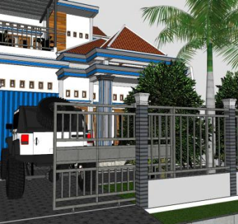 现代住宅双层建筑SU模型下载_sketchup草图大师SKP模型