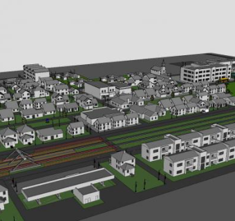 东南郊区城市规划SU模型下载_sketchup草图大师SKP模型