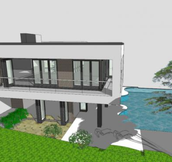 当代别墅现代建筑SU模型下载_sketchup草图大师SKP模型