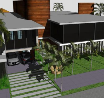 现代住宅豪华建筑SU模型下载_sketchup草图大师SKP模型