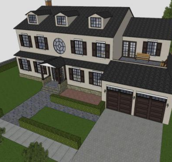 郊区住宅建筑SU模型下载_sketchup草图大师SKP模型