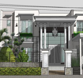 户外住宅别墅SU模型下载_sketchup草图大师SKP模型