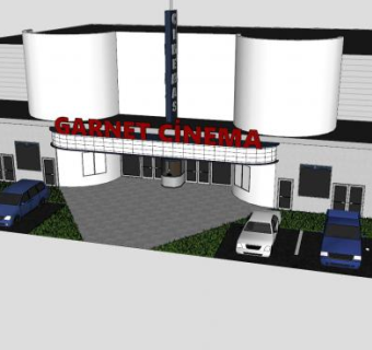 现代电影院剧院建筑SU模型下载_sketchup草图大师SKP模型