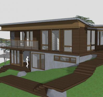 现代主义房屋建筑SU模型下载_sketchup草图大师SKP模型