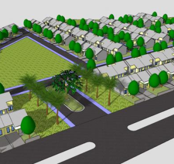 绿色城市布局规划SU模型下载_sketchup草图大师SKP模型