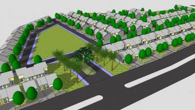 绿色城市布局规划SU模型下载_sketchup草图大师SKP模型