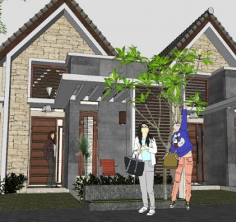 户外别墅房子住宅SU模型下载_sketchup草图大师SKP模型