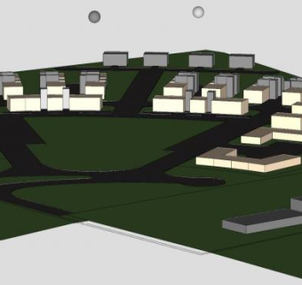 街道楼房建筑规划SU模型下载_sketchup草图大师SKP模型
