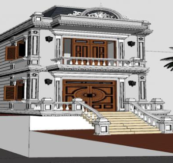 新古典维拉建筑SU模型下载_sketchup草图大师SKP模型