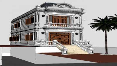 新古典维拉建筑SU模型下载_sketchup草图大师SKP模型