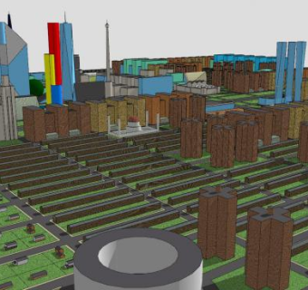 城市中心大广场建筑SU模型下载_sketchup草图大师SKP模型