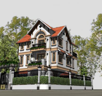 欧式豪华建筑别墅SU模型下载_sketchup草图大师SKP模型