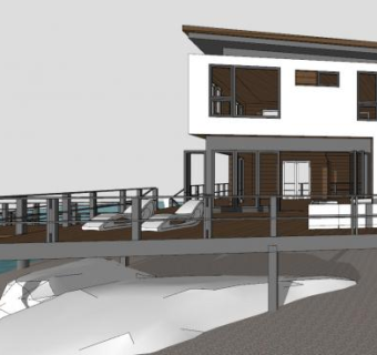 海滩建筑独栋别墅SU模型下载_sketchup草图大师SKP模型