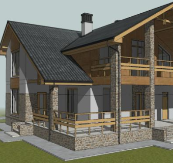 现代民宿房子建筑SU模型下载_sketchup草图大师SKP模型