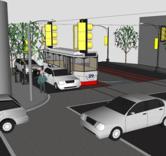 繁忙的城市街道SU模型下载_sketchup草图大师SKP模型