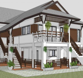 杭州大厦店别墅SU模型下载_sketchup草图大师SKP模型