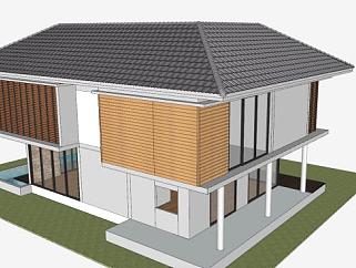 现代房屋<em>风格建筑</em>SU模型下载_sketchup草图大师SKP模型