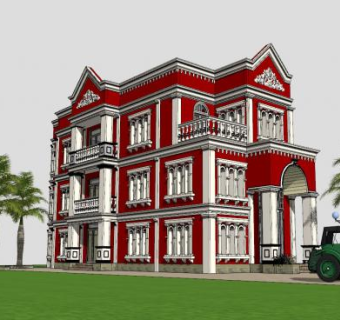 欧式豪华建筑SU模型下载_sketchup草图大师SKP模型