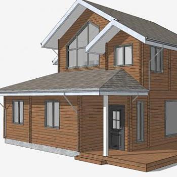 <em>木材</em>街区建筑房子SU模型下载_sketchup草图大师SKP模型