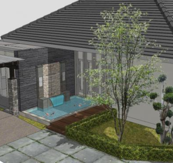 景观乡村别墅建筑SU模型下载_sketchup草图大师SKP模型