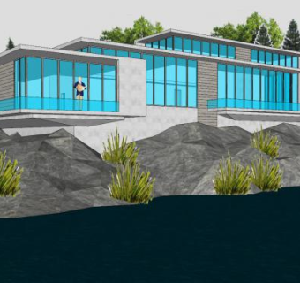 湖边别墅豪华建筑SU模型下载_sketchup草图大师SKP模型