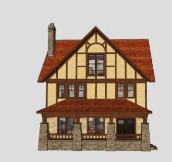 木屋建筑别墅SU模型下载_sketchup草图大师SKP模型