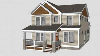 英式别墅房子SU模型下载_sketchup草图大师SKP模型