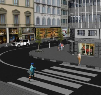 繁华商业街街道建筑SU模型下载_sketchup草图大师SKP模型