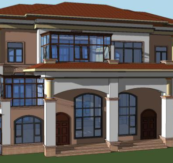 豪华贵族别墅建筑SU模型下载_sketchup草图大师SKP模型