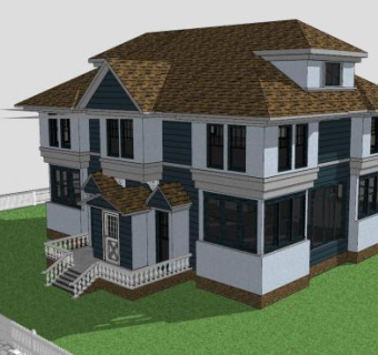 户外休闲别墅建筑SU模型下载_sketchup草图大师SKP模型