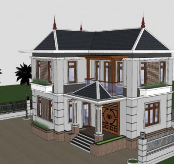 豪华别墅房子SU模型下载_sketchup草图大师SKP模型