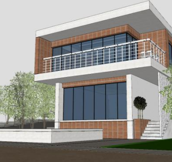 现代双层住宅别墅建筑SU模型下载_sketchup草图大师SKP模型