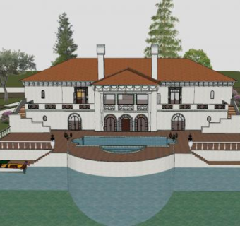 现代海滨城堡建筑SU模型下载_sketchup草图大师SKP模型