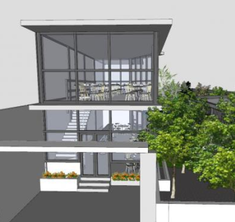 休闲别墅建筑花园SU模型下载_sketchup草图大师SKP模型
