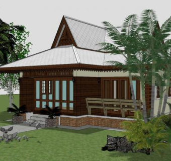 泰国别墅建筑SU模型下载_sketchup草图大师SKP模型